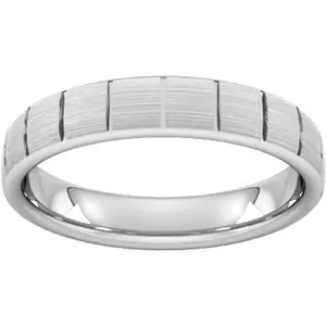 Goldsmiths 4mm Slight Court Extra Heavy Vertical Lines Wedding Ring In 950 Palladium - Ring Size Z