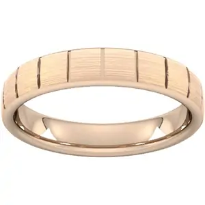 Goldsmiths 4mm Traditional Court Standard Vertical Lines Wedding Ring In 9 Carat Rose Gold - Ring Size L