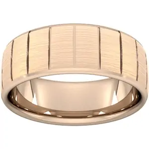 Goldsmiths 8mm Traditional Court Standard Vertical Lines Wedding Ring In 9 Carat Rose Gold - Ring Size N