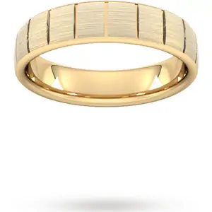 Goldsmiths 4mm D Shape Heavy Vertical Lines Wedding Ring In 9 Carat Yellow Gold - Ring Size Y