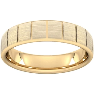 Goldsmiths 4mm D Shape Heavy Vertical Lines Wedding Ring In 18 Carat Yellow Gold - Ring Size V