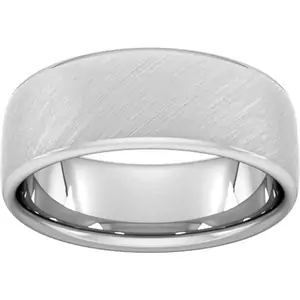 Goldsmiths 8mm Slight Court Heavy Diagonal Matt Finish Wedding Ring In 9 Carat White Gold - Ring Size L