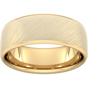 Goldsmiths 8mm Slight Court Extra Heavy Diagonal Matt Finish Wedding Ring In 9 Carat Yellow Gold - Ring Size P
