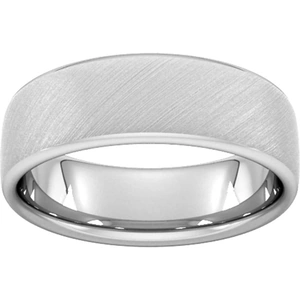 Goldsmiths 7mm Slight Court Heavy Diagonal Matt Finish Wedding Ring In 18 Carat White Gold - Ring Size T