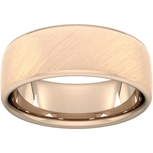 Goldsmiths 8mm Slight Court Heavy Diagonal Matt Finish Wedding Ring In 18 Carat Rose Gold - Ring Size P