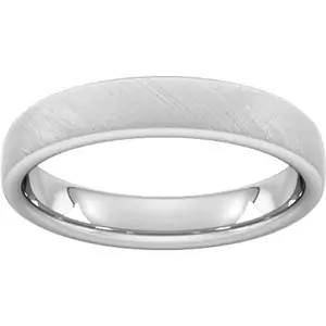 Goldsmiths 4mm Slight Court Extra Heavy Diagonal Matt Finish Wedding Ring In Platinum - Ring Size O