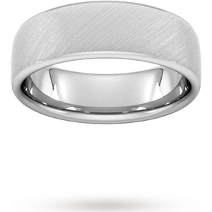 Goldsmiths 7mm Flat Court Heavy Diagonal Matt Finish Wedding Ring In 950 Palladium - Ring Size P