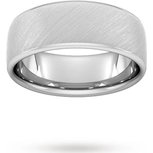 Goldsmiths 8mm Traditional Court Standard Diagonal Matt Finish Wedding Ring In 9 Carat White Gold - Ring Size V