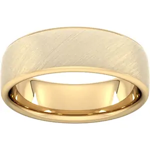 Goldsmiths 7mm Traditional Court Standard Diagonal Matt Finish Wedding Ring In 9 Carat Yellow Gold - Ring Size H