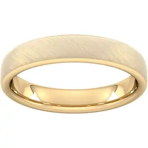 Goldsmiths 4mm Traditional Court Standard Diagonal Matt Finish Wedding Ring In 18 Carat Yellow Gold - Ring Size H