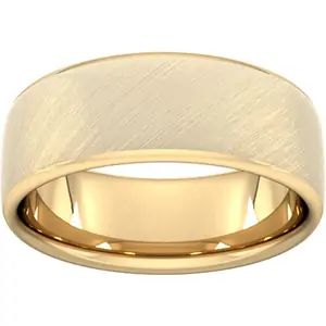 Goldsmiths 8mm Traditional Court Standard Diagonal Matt Finish Wedding Ring In 18 Carat Yellow Gold - Ring Size W