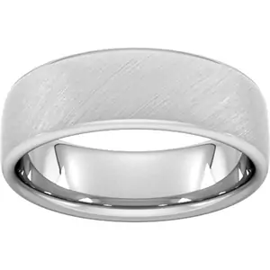 Goldsmiths 7mm Traditional Court Heavy Diagonal Matt Finish Wedding Ring In Platinum - Ring Size H
