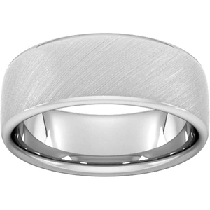 Goldsmiths 8mm D Shape Heavy Diagonal Matt Finish Wedding Ring In 9 Carat White Gold - Ring Size T