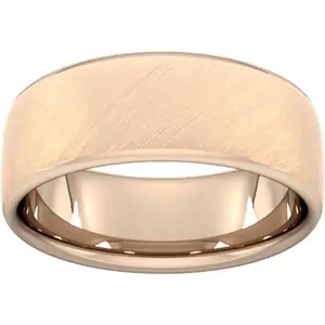 Goldsmiths 8mm D Shape Heavy Diagonal Matt Finish Wedding Ring In 9 Carat Rose Gold - Ring Size Z