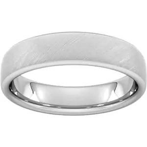 Goldsmiths 4mm D Shape Heavy Diagonal Matt Finish Wedding Ring In 18 Carat White Gold - Ring Size S