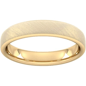 Goldsmiths 4mm D Shape Heavy Diagonal Matt Finish Wedding Ring In 18 Carat Yellow Gold - Ring Size K