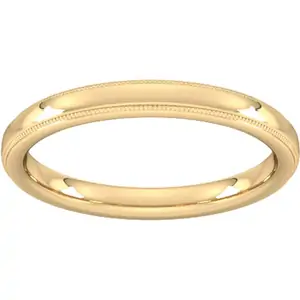 Goldsmiths 2.5mm Slight Court Standard Milgrain Edge Wedding Ring In 9 Carat Yellow Gold - Ring Size I