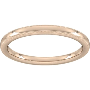 Goldsmiths 2mm Slight Court Extra Heavy Milgrain Edge Wedding Ring In 9 Carat Rose Gold - Ring Size L