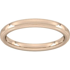 Goldsmiths 2.5mm Slight Court Standard Milgrain Edge Wedding Ring In 18 Carat Rose Gold - Ring Size K
