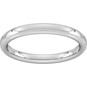 Goldsmiths 2.5mm Slight Court Standard Milgrain Edge Wedding Ring In Platinum - Ring Size K