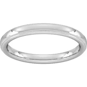 Goldsmiths 2.5mm Flat Court Heavy Milgrain Edge Wedding Ring In 9 Carat White Gold - Ring Size T