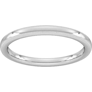 Goldsmiths 2mm D Shape Heavy Milgrain Edge Wedding Ring In 9 Carat White Gold - Ring Size N