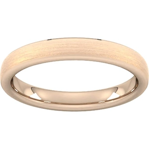 Goldsmiths 3mm Slight Court Standard Polished Chamfered Edges With Matt Centre Wedding Ring In 18 Carat Rose Gold - Ring Size L