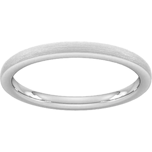 Goldsmiths 2mm Traditional Court Standard Polished Chamfered Edges With Matt Centre Wedding Ring In 18 Carat White Gold - Ring Size J