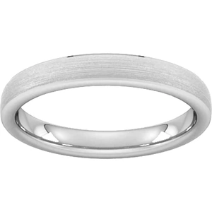 Goldsmiths 3mm D Shape Heavy Polished Chamfered Edges With Matt Centre Wedding Ring In 9 Carat White Gold - Ring Size J