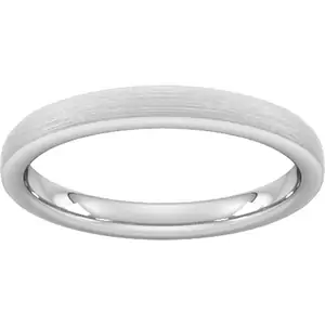 Goldsmiths 2.5mm D Shape Standard Polished Chamfered Edges With Matt Centre Wedding Ring In Platinum - Ring Size I