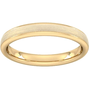 Goldsmiths 3mm Slight Court Extra Heavy Matt Centre With Grooves Wedding Ring In 18 Carat Yellow Gold - Ring Size N