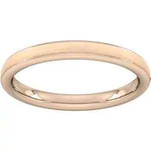 Goldsmiths 2.5mm Slight Court Standard Matt Centre With Grooves Wedding Ring In 18 Carat Rose Gold - Ring Size X