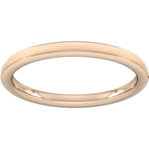 Goldsmiths 2mm Slight Court Extra Heavy Matt Centre With Grooves Wedding Ring In 18 Carat Rose Gold - Ring Size L