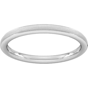 Goldsmiths 2mm Traditional Court Standard Matt Centre With Grooves Wedding Ring In 18 Carat White Gold - Ring Size P