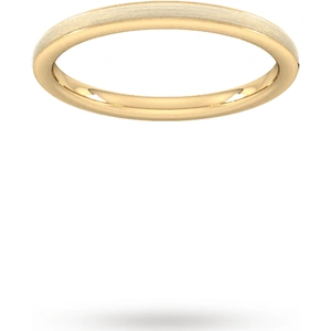 Goldsmiths 2mm Traditional Court Standard Matt Centre With Grooves Wedding Ring In 18 Carat Yellow Gold - Ring Size O