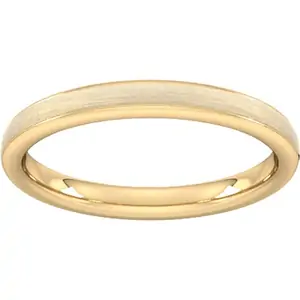 Goldsmiths 2.5mm Traditional Court Heavy Matt Centre With Grooves Wedding Ring In 18 Carat Yellow Gold - Ring Size H