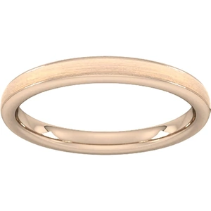 Goldsmiths 2.5mm Traditional Court Standard Matt Centre With Grooves Wedding Ring In 18 Carat Rose Gold - Ring Size O