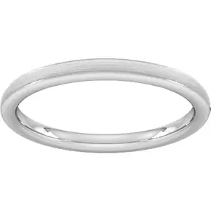 Goldsmiths 2mm Traditional Court Heavy Matt Centre With Grooves Wedding Ring In Platinum - Ring Size U