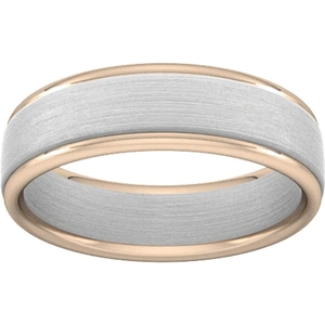 Goldsmiths 6mm Wedding Ring In 18 Carat White & Rose Gold - Ring Size Q