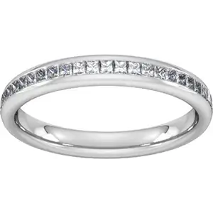 Goldsmiths 0.34 Carat Total Weight Princess Cut Channel Set Wedding Ring In 18 Carat White Gold - Ring Size S