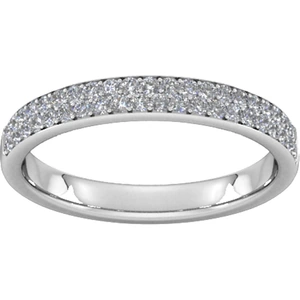 Goldsmiths 0.42 Carat Total Weight Brilliant Cut Double Row Grain Set Diamond Wedding Ring In Platinum - Ring Size P