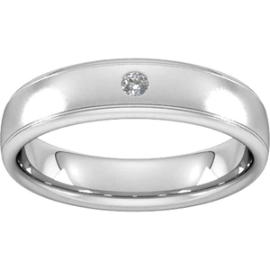Goldsmiths 5mm Brilliant Cut Diamond Set Wedding Ring In 18 Carat White Gold - Ring Size T