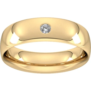 Goldsmiths 6mm Brilliant Cut Diamond Set Wedding Ring In 18 Carat Yellow Gold - Ring Size P