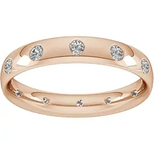 Goldsmiths 3mm 0.33 Carat Total Weight Twelve Stone Brilliant Cut Rub Over Diamond Set Wedding Ring In 9 Carat Rose Gold - Ring Size G