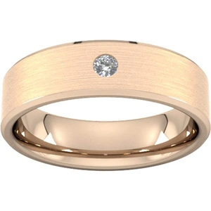 Goldsmiths 6mm Brilliant Cut Diamond Set Chamfered Edge Wedding Ring In 9 Carat Rose Gold - Ring Size Q