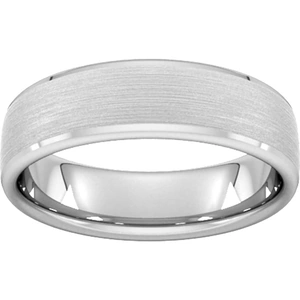 Goldsmiths 6mm Slight Court Extra Heavy Polished Chamfered Edges With Matt Centre Wedding Ring In 9 Carat White Gold - Ring Size S