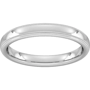 Goldsmiths 3mm Slight Court Standard Milgrain Edge Wedding Ring In 9 Carat White Gold - Ring Size J