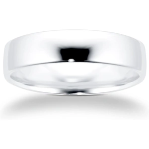 Goldsmiths 5mm Slight Court Heavy Wedding Ring In 9 Carat White Gold - Ring Size P