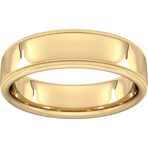 Goldsmiths 6mm Slight Court Heavy Milgrain Edge Wedding Ring In 9 Carat Yellow Gold - Ring Size P