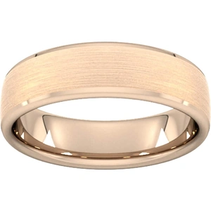 Goldsmiths 6mm Slight Court Heavy Polished Chamfered Edges With Matt Centre Wedding Ring In 9 Carat Rose Gold - Ring Size S